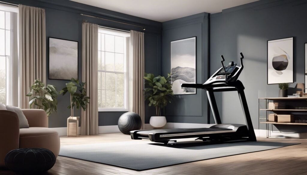 Een crosstrainer in een huisgymnastiek met een strak ontwerp en digitale display.