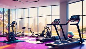 Een helder verlichte sportschoolomgeving met Biocircuit Technogym apparatuur.
