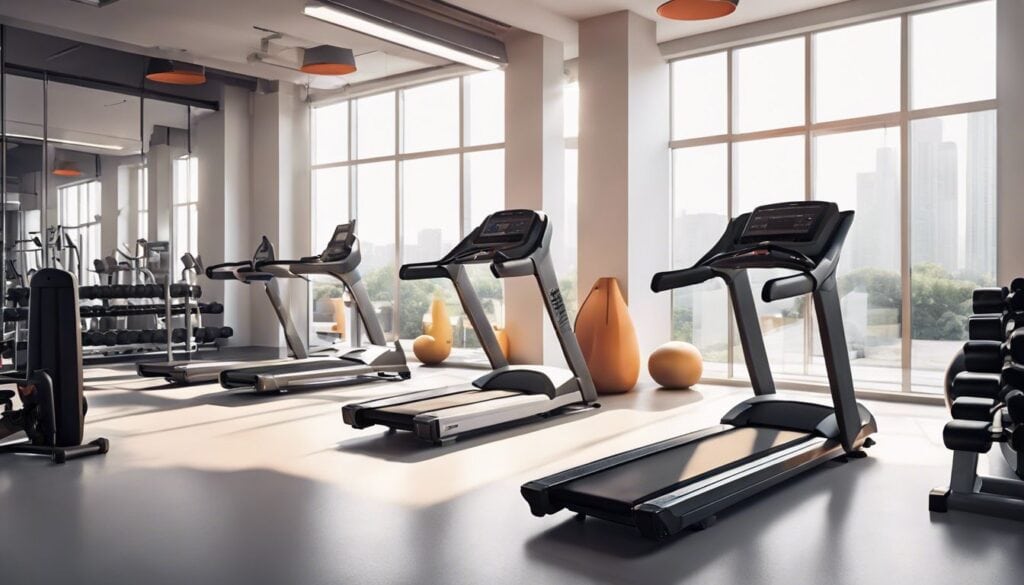 Een lege sportschool met verschillende oefenstations voor beginnerscircuittraining.