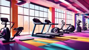 Een goed verlichte sportschool met modern trainingsapparatuur voor vrouwen.