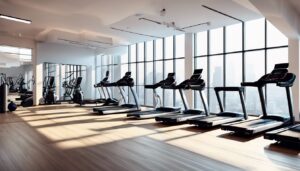 Moderne fitnesscentrum met diverse trainingsapparaten voor effectieve circuittrainingssessie.